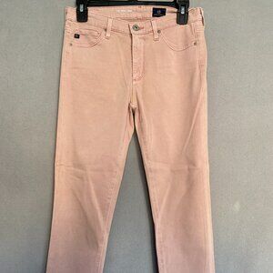 AG Prima Crop Cigarette Jeans Womens Size 26R Blush Pink Mid Rise Stretch Denim